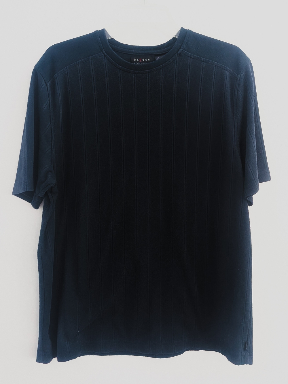 Axcess Men's Navy Short-Sleeve Ribbed Crewneck T-Shirt